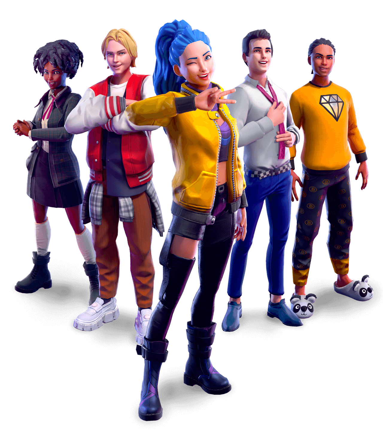 A group of 4 vitual avatars